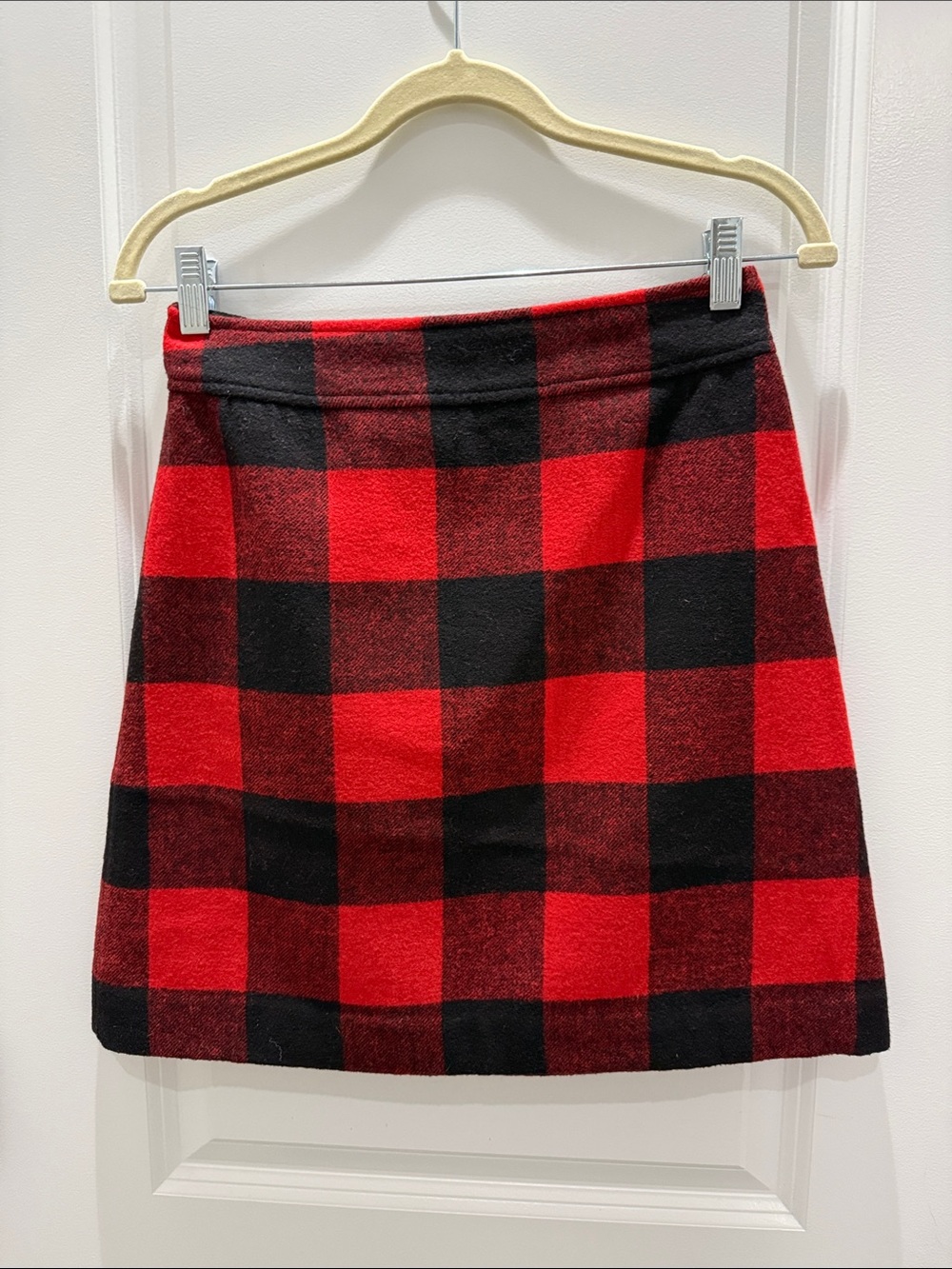 J. Crew Red and Black Buffalo Plaid Wool Mini Skirt